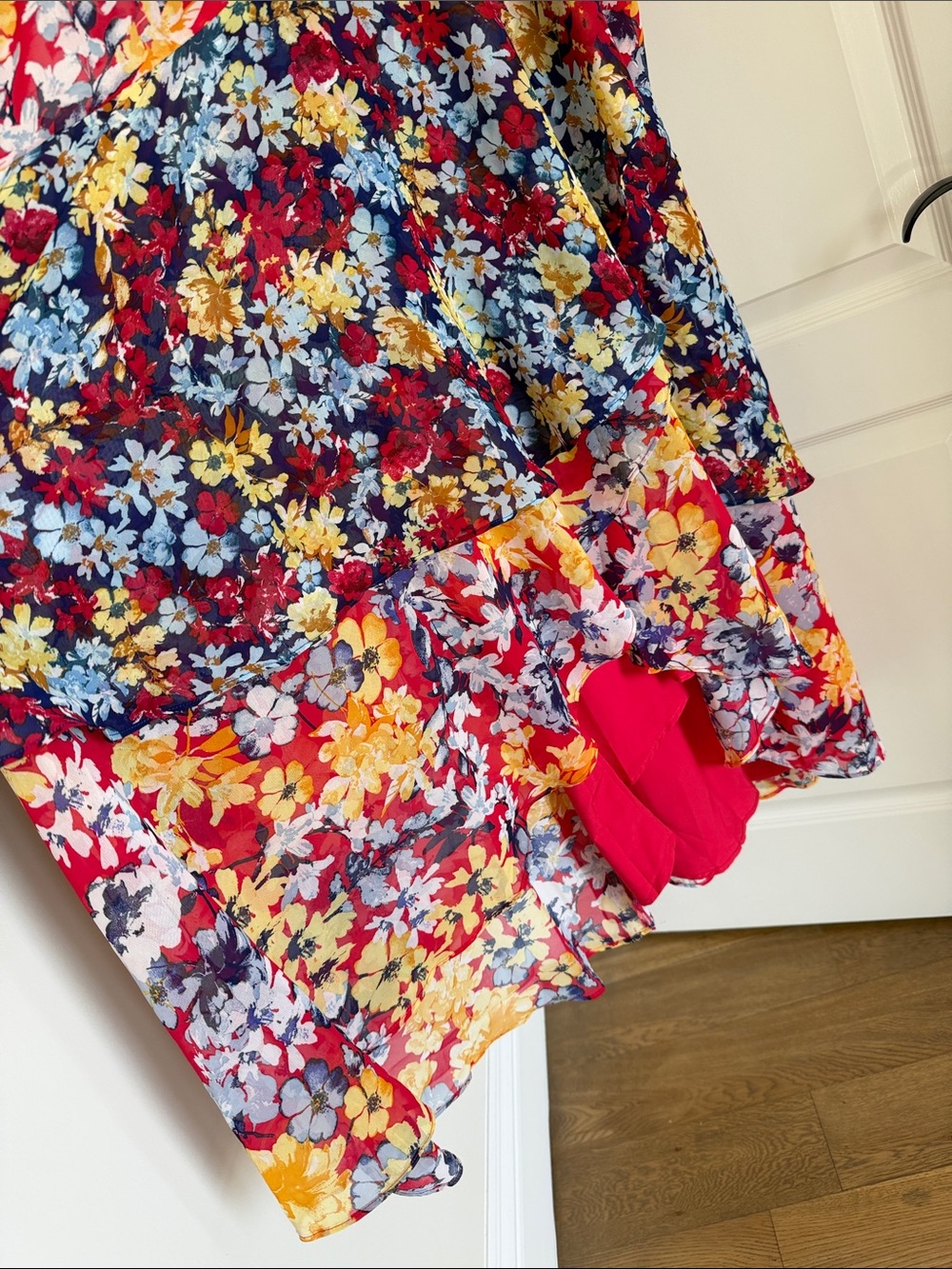 Lulu's Red Multi Floral Ruffle High-Low Maxi Dress - Picture 5 of 8